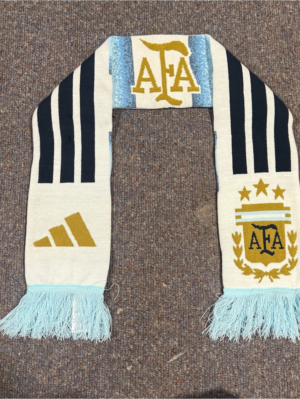 adidas AFA Argentina Soccer Scarf in Light Blue, White, Gold and Black